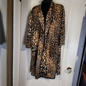 Tea length sleeve soft leopard print open cardigan
